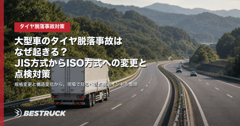 大型車のタイヤ脱落事故はなぜ起きる？JIS方式からISO方式への変更と点検対策